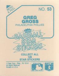 1985 Fleer Star Stickers #53 Greg Gross Back