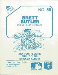 1985 Fleer Star Stickers #56 Brett Butler Back