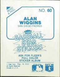 1985 Fleer Star Stickers #60 Alan Wiggins Back