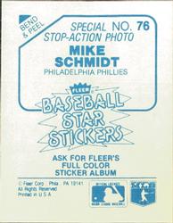 1985 Fleer Star Stickers #76 Mike Schmidt Back