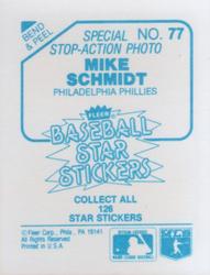 1985 Fleer Star Stickers #77 Mike Schmidt Back