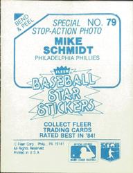1985 Fleer Star Stickers #79 Mike Schmidt Back