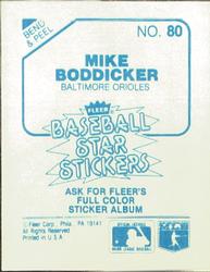 1985 Fleer Star Stickers #80 Mike Boddicker Back