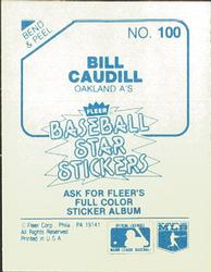 1985 Fleer Star Stickers #100 Bill Caudill Back