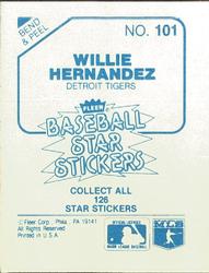 1985 Fleer Star Stickers #101 Willie Hernandez Back