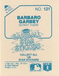 1985 Fleer Star Stickers #121 Barbaro Garbey Back