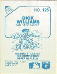 1985 Fleer Star Stickers #126 Dick Williams Back