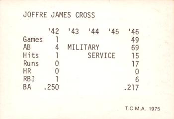1975 TCMA 1942-1946 St. Louis Cardinals #NNO Jeff Cross Back