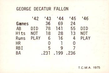 1975 TCMA 1942-1946 St. Louis Cardinals #NNO George Fallon Back