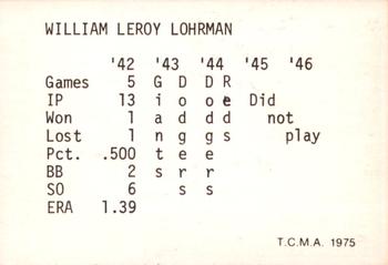 1975 TCMA 1942-1946 St. Louis Cardinals #NNO Bill Lohrman Back