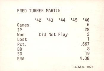 1975 TCMA 1942-1946 St. Louis Cardinals #NNO Freddie Martin Back
