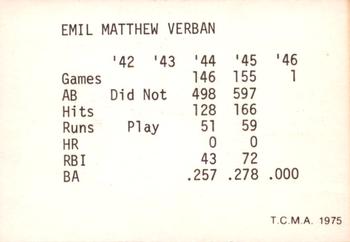 1975 TCMA 1942-1946 St. Louis Cardinals #NNO Emil Verban Back