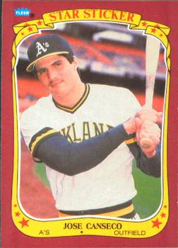 1986 Fleer Star Stickers #19 Jose Canseco Front