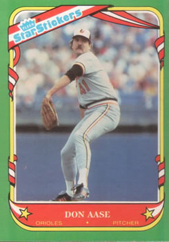 1987 Fleer Star Stickers #1 Don Aase Front