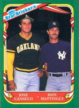 1987 Fleer Star Stickers #131 Jose Canseco / Don Mattingly Front