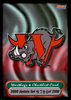 2000 Choice Winston-Salem Warthogs Update #01 Checklist Front