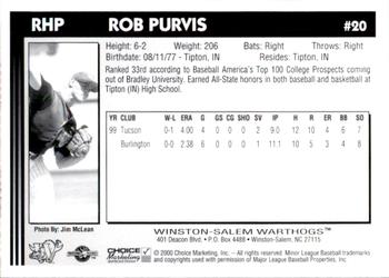 2000 Choice Winston-Salem Warthogs Update #20 Rob Purvis Back