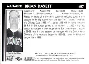2000 Choice Winston-Salem Warthogs Update #27 Brian Dayett Back