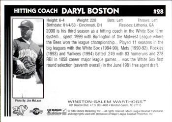 2000 Choice Winston-Salem Warthogs Update #28 Daryl Boston Back