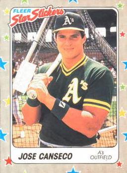 1988 Fleer Star Stickers #54 Jose Canseco Front