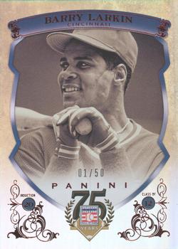 2014 Panini Hall of Fame 75th Year Anniversary - Blue Frame Red #97 Barry Larkin Front