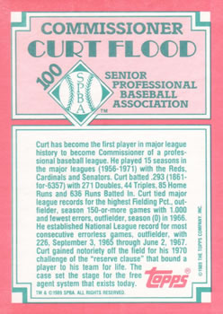 1989 Topps Senior League #100 Curt Flood Back
