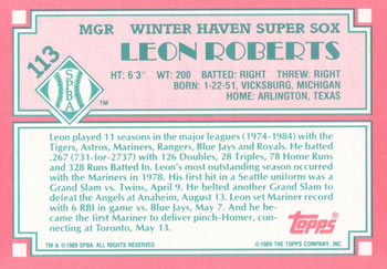 1989 Topps Senior League #113 Leon Roberts Back