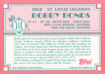 1989 Topps Senior League #40 Bobby Bonds Back