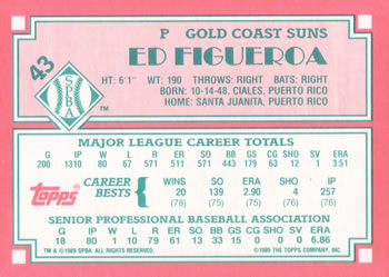1989 Topps Senior League #43 Ed Figueroa Back