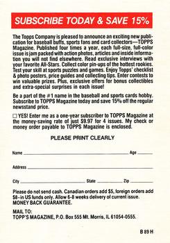 1989 Topps Senior League #NNO Topps Magazine Offer Back