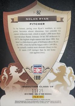 2014 Panini Hall of Fame 75th Year Anniversary - Crusades Orange Die Cut #82 Nolan Ryan Back