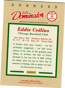 2014 Panini Hall of Fame 75th Year Anniversary - Elite Dominator #8 Eddie Collins Back