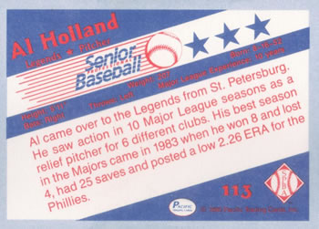 1990 Pacific Senior League #113 Al Holland Back