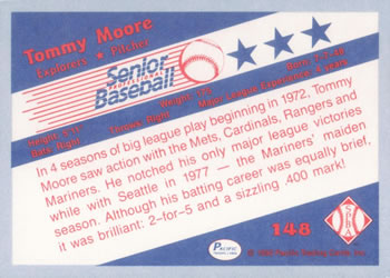 1990 Pacific Senior League #148 Tommy Moore Back