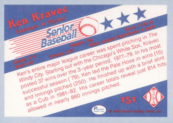 1990 Pacific Senior League #151 Ken Kravec Back