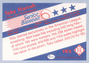 1990 Pacific Senior League #162 Toby Harrah Back