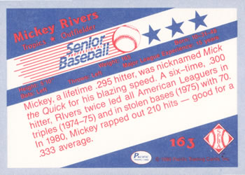 1990 Pacific Senior League #163 Mickey Rivers Back
