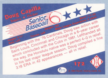 1990 Pacific Senior League #172 Doug Capilla Back