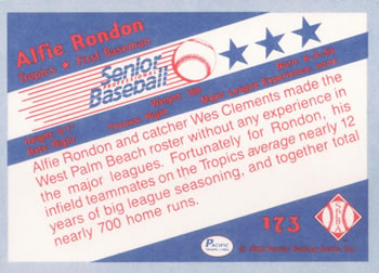1990 Pacific Senior League #173 Alfie Rondon Back