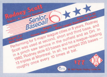1990 Pacific Senior League #177 Rodney Scott Back
