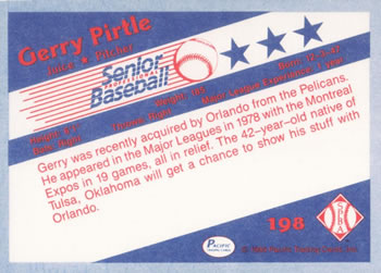 1990 Pacific Senior League #198 Gerry Pirtle Back