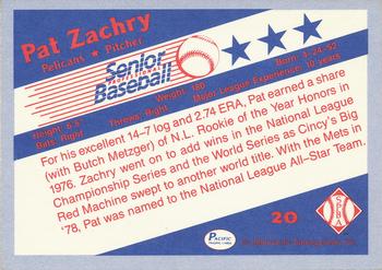 1990 Pacific Senior League #20 Pat Zachry Back