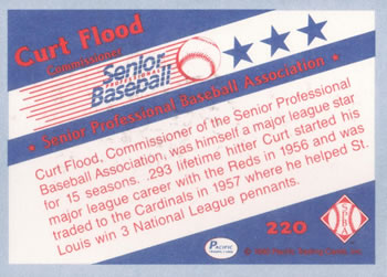 1990 Pacific Senior League #220 Curt Flood Back