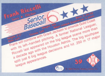 1990 Pacific Senior League #59 Frank Riccelli Back