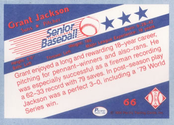 1990 Pacific Senior League #66 Grant Jackson Back