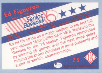 1990 Pacific Senior League #75 Ed Figueroa Back