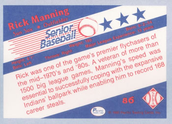 1990 Pacific Senior League #86 Rick Manning Back