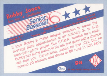 1990 Pacific Senior League #98 Bobby Jones Back