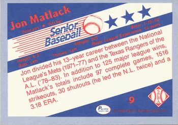 1990 Pacific Senior League #9 Jon Matlack Back