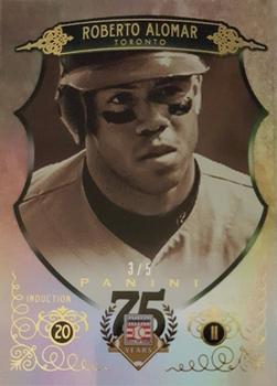 2014 Panini Hall of Fame 75th Year Anniversary - Green Frame Gold #95 Roberto Alomar Front